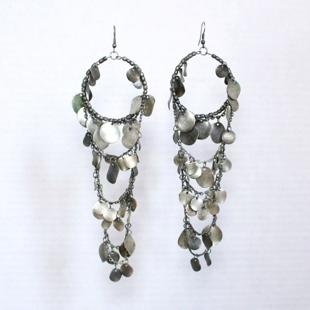 Silver Dangle Statement Earrings